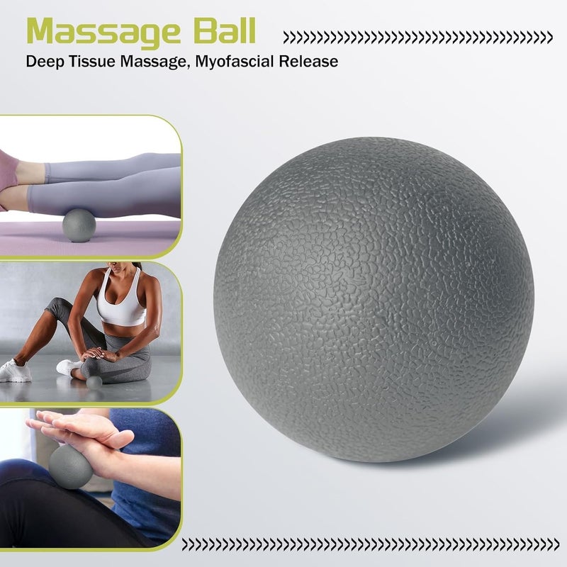 Krightlink 5-in-1 Foam Roller Set, Massage Roller Stick, Massage Ball, Resistance Band for Deep Muscle Massage, Trigger Point Release, Pilates, Yoga (Grey) - Image 4